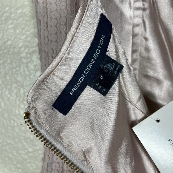 French Connection Spicey Sequin Strapless Mini Dress Grey/Pink Spicy Size 8 - Picture 11 of 12